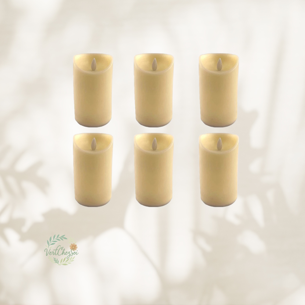 Lot de 6 Bougies LED Sans Flamme - Taille Large 15 cm